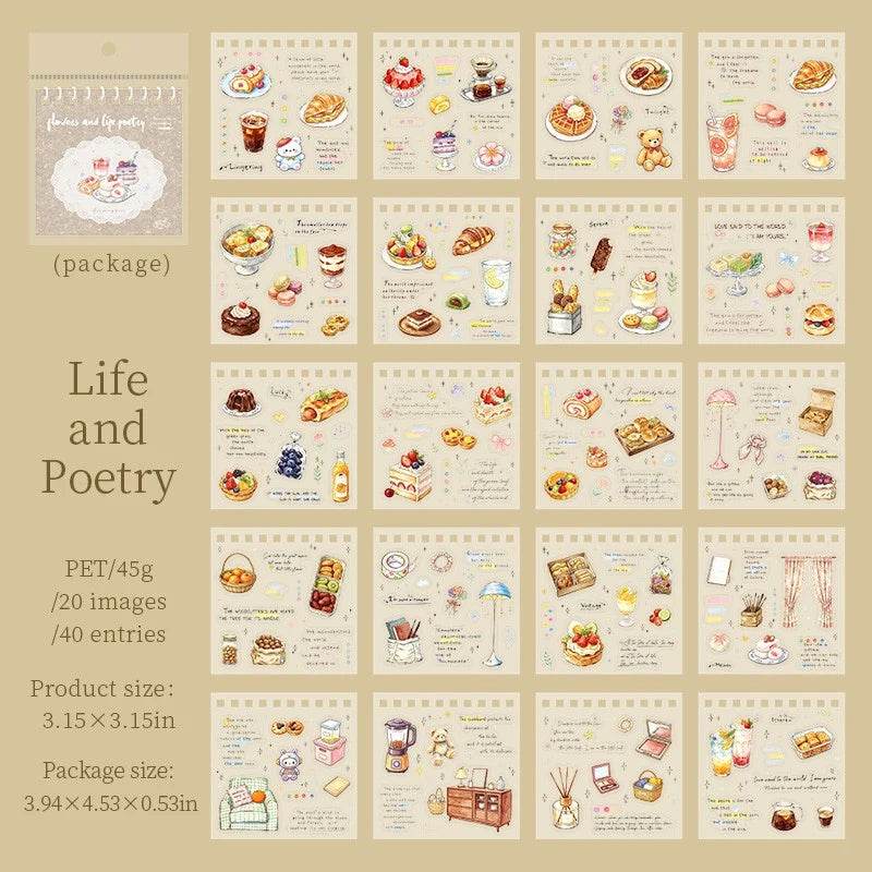 Flowers & Poetry of Life PET Coil Sticker Book