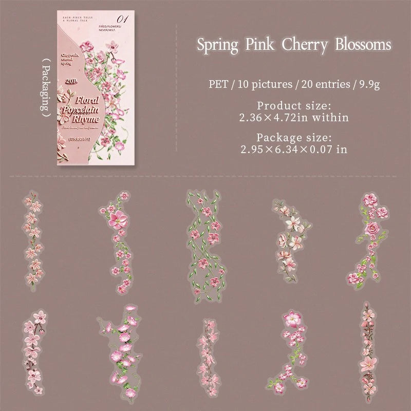 Porcelain Blossom Branch Sticker Pack