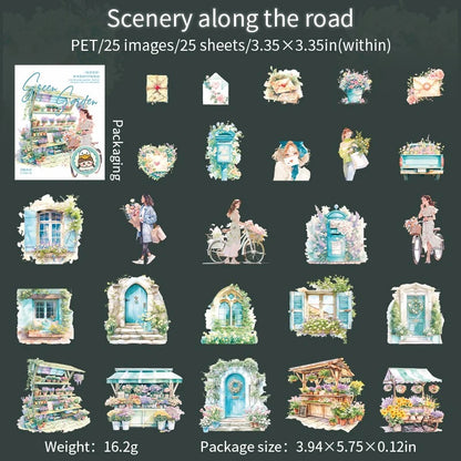 Green Garden White-Ink PET Sticker Pack