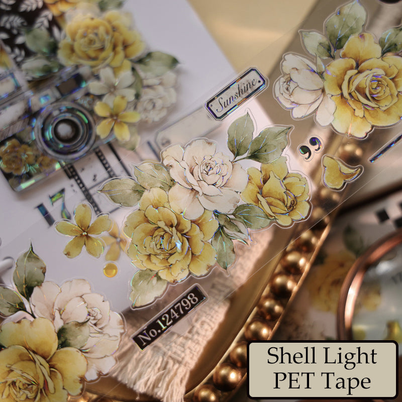 Faded Yellow Letter Flower Die-Cutting Washi Tape - Sample 150cm