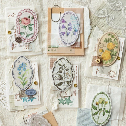 Boîte d'autocollants floraux vintage Blossom Archive