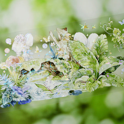 7cm*120cm Little Forest Story Shell Light PET Tape featuring forest, and light designs for journaling, scrapbooking and collage