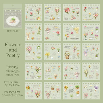 Flowers & Poetry of Life PET Coil Sticker Book
