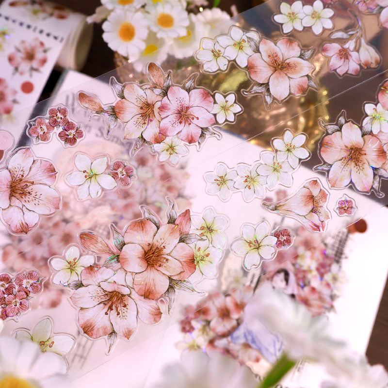 Pink Mist Flower Die-Cutting Washi Tape - Sample 100cm