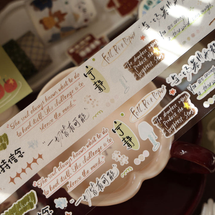 4cm*100cm Words flow like flowers Die Cutting Washi/Fog PET/Synthetic Paper Tape featuring flower designs for journaling, scrapbooking and collage