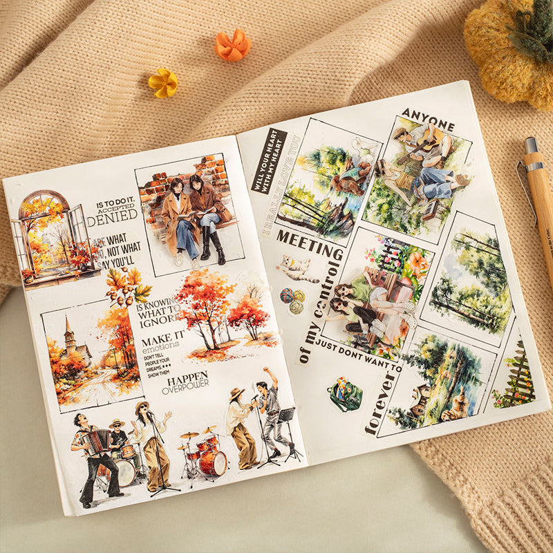 Slow Daily Life Series Sticker Book featuring book designs for journaling, scrapbooking and collage