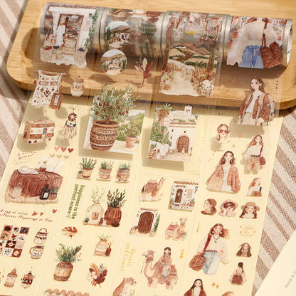 Romantic Bohemian Series Die Cutting PET Tape featuring romantic designs for journaling, scrapbooking and collage