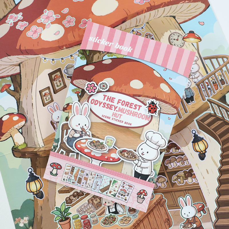 Mushroom Hut 3D Sticker featuring mushroom designs for journaling, scrapbooking and collage