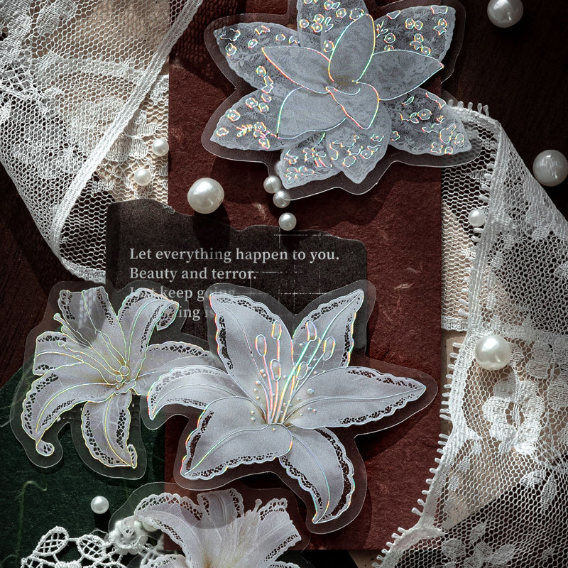 Floral Lace Series Sticker featuring floral, and lace designs for journaling, scrapbooking and collage