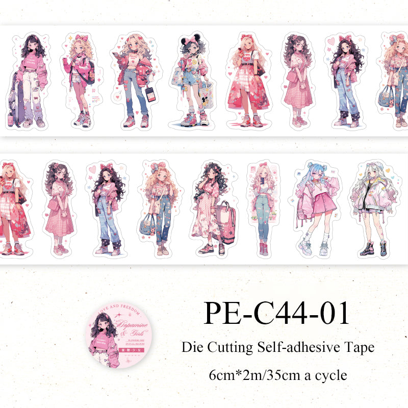 Dopamine girl Series Die Cutting Self-adhesive Tape