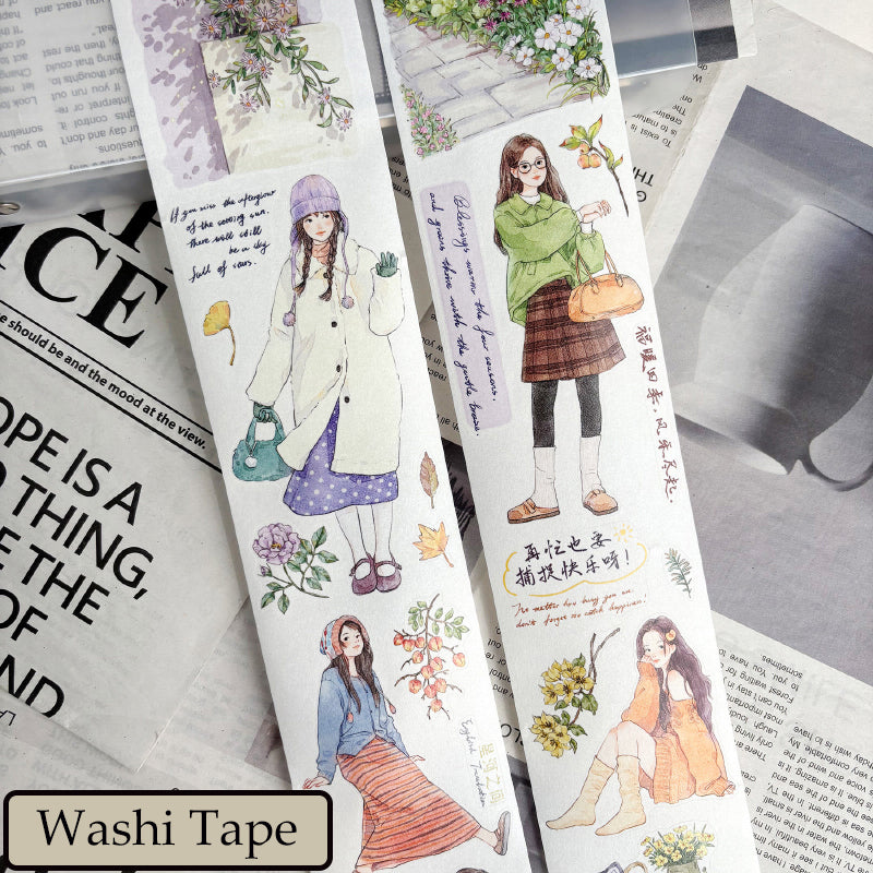 Whole Roll 6.5cm*6m Autumn Letters Die Cutting Washi/PET/Fog PET Tape