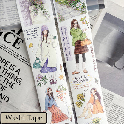 Whole Roll 6.5cm*6m Autumn Letters Die Cutting Washi/PET/Fog PET Tape