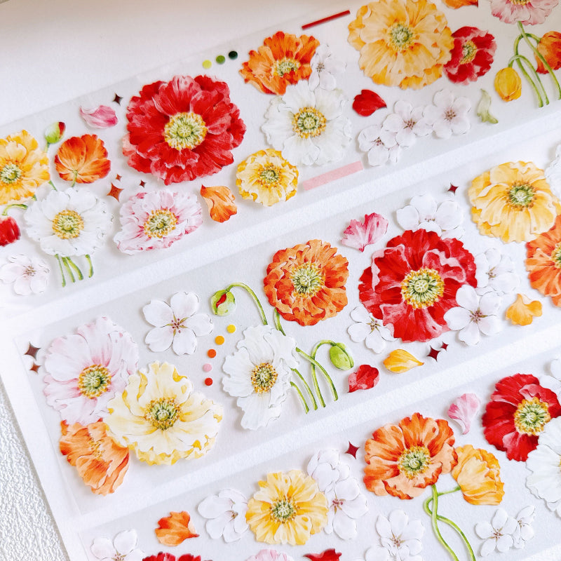 Whole Roll 6cm*5m Spring fills the garden Washi/PET Tape featuring garden, and spring designs for journaling, scrapbooking and collage