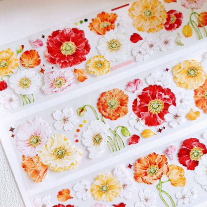 Whole Roll 6cm*5m Spring fills the garden Washi/PET Tape featuring garden, and spring designs for journaling, scrapbooking and collage