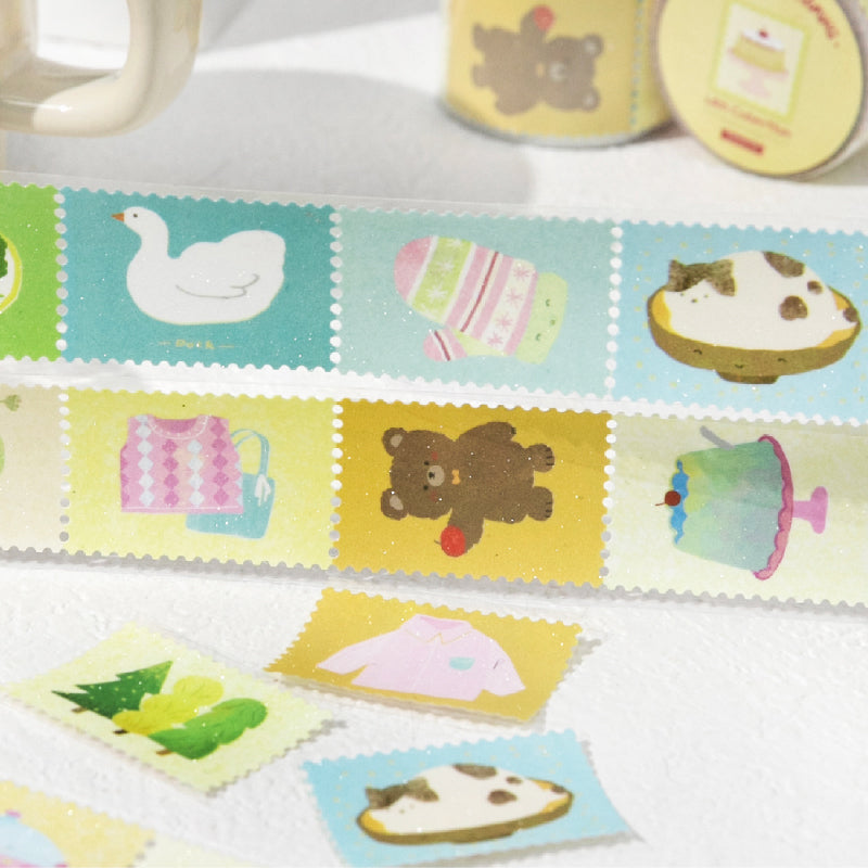 Tea Room Tour Series Die Cutting Flash Synthetic Paper Tape featuring tea designs for journaling, scrapbooking and collage