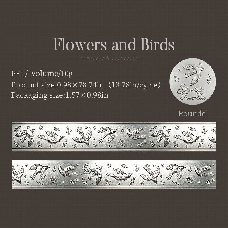 Silver Light Flower Island Foil PET Tape