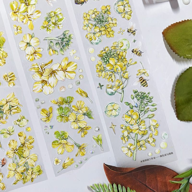 Whole Roll 5cm*5m Flower Insect Die Cutting Washi/Synthetic Paper/Shell Light PET Tape featuring flower, and light designs for journaling, scrapbooking and collage