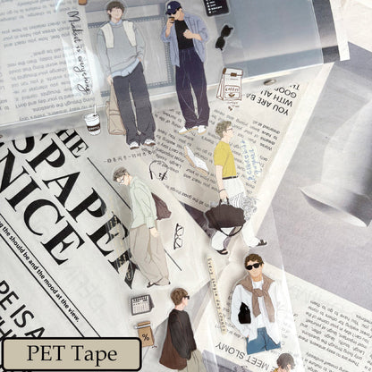 Whole Roll 5cm*5m Strolling along Die Cutting Washi/PET/Fog PET Tape