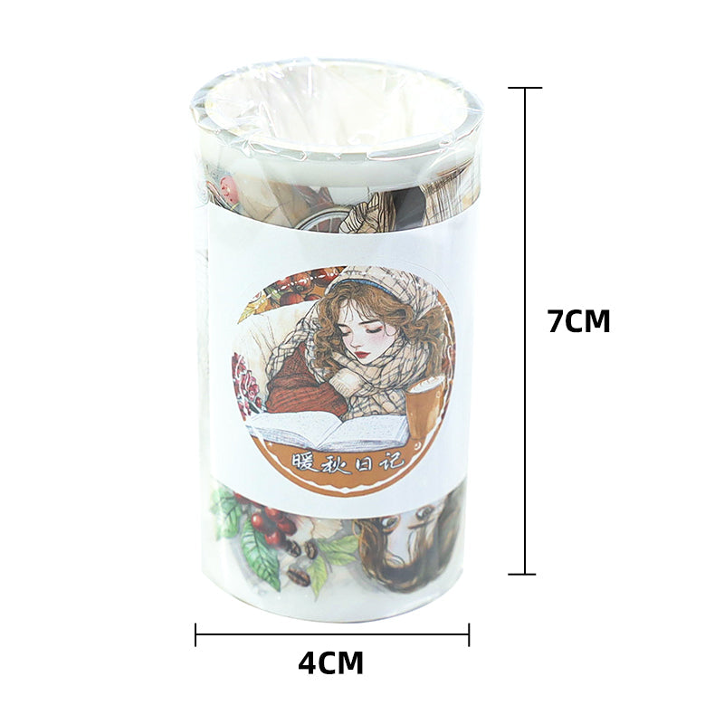 Warm Autumn Diary Die Cutting Fog PET Tape featuring autumn designs for journaling, scrapbooking and collage