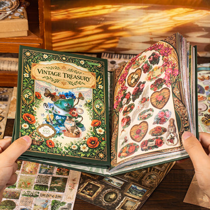 Old Things Collection Series Sticker Book featuring old, and book designs for journaling, scrapbooking and collage