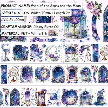 Star Moon Myth PET Tape featuring star, and moon designs for journaling, scrapbooking and collage