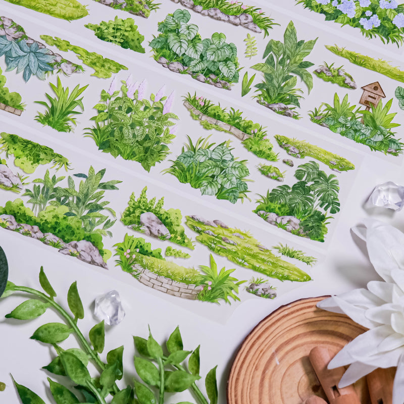 Whole Roll 5cm*5m Summer Greenery PET Tape featuring summer, and green designs for journaling, scrapbooking and collage