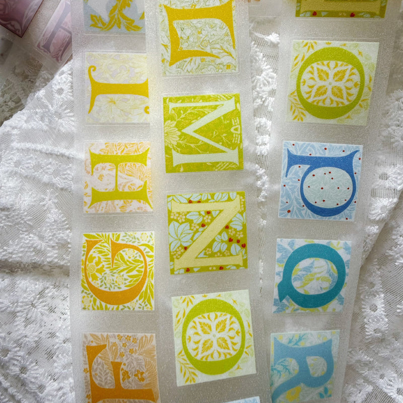 4cm*100cm Herbaceous Letters Die Cutting Washi/Fog PET/Flash Sand PET Tape