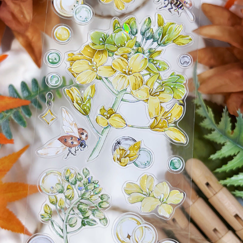 5cm*100cm Flower Insect Die Cutting Washi/Synthetic Paper/Shell Light PET Tape featuring flower, and light designs for journaling, scrapbooking and collage
