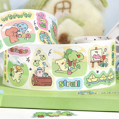 Dun Dun Street Daily Series Die Cutting Washi Tape featuring street, and tree designs for journaling, scrapbooking and collage