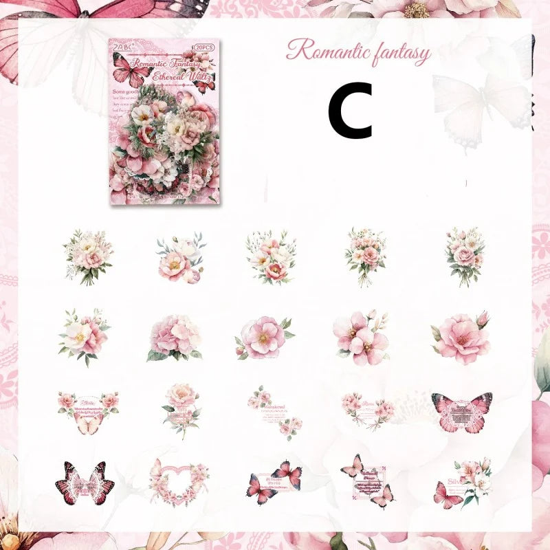 Vintage Floral Sticker Set – 20 Pieces