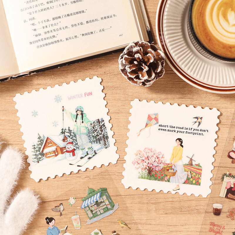 Seasonal Wandering Series Sticker Book featuring book, and sea designs for journaling, scrapbooking and collage