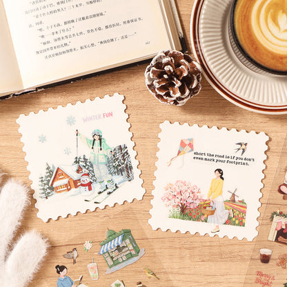 Seasonal Wandering Series Sticker Book featuring book, and sea designs for journaling, scrapbooking and collage