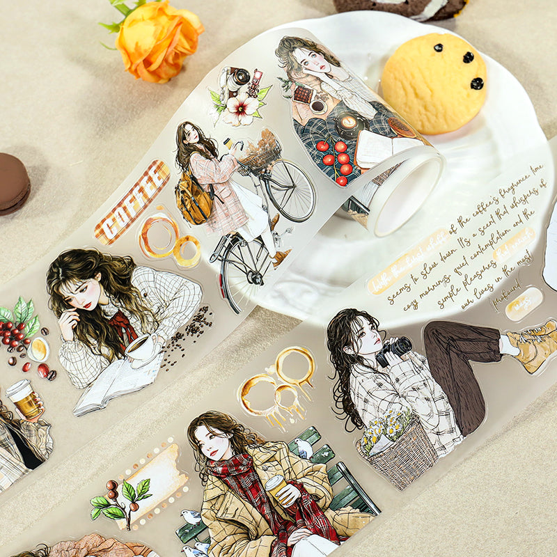 Warm Autumn Diary Die Cutting Fog PET Tape featuring autumn designs for journaling, scrapbooking and collage