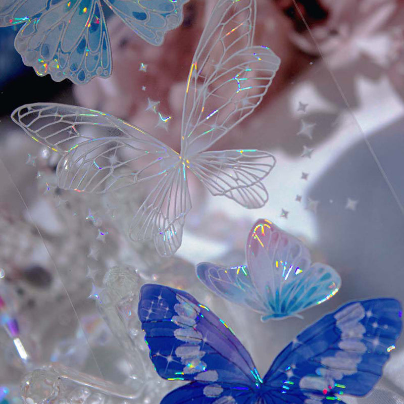 6cm*100cm Hyaline Feather Shell Light PET Tape featuring light designs for journaling, scrapbooking and collage