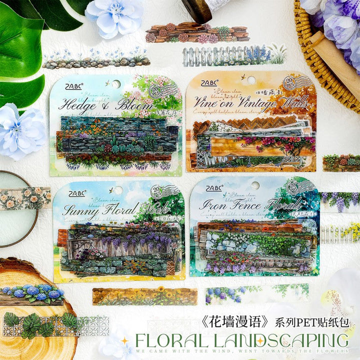 Flower Wall Language Series Sticker Pack featuring flower and wall designs for journaling, scrapbooking and collage