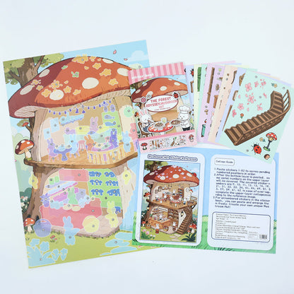 Mushroom Hut 3D Sticker featuring mushroom designs for journaling, scrapbooking and collage