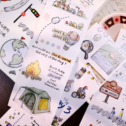 Whole Roll 5.5cm*5m The Journey Die Cutting Washi/Fog PET Tape for journaling, scrapbooking and collage