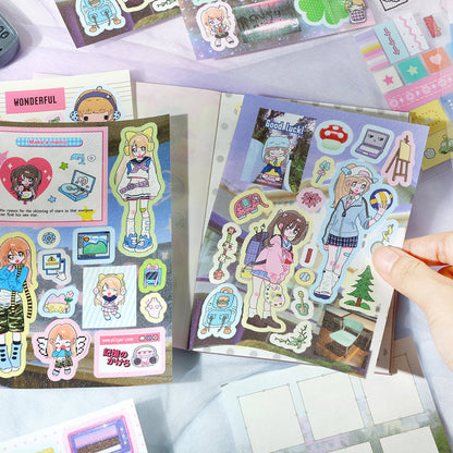 Disordered Past Series Sticker Book featuring red, and book designs for journaling, scrapbooking and collage