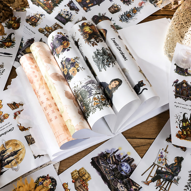 The Witch's Manor Sticker Book featuring book designs for journaling, scrapbooking and collage
