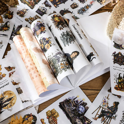 The Witch's Manor Sticker Book featuring book designs for journaling, scrapbooking and collage