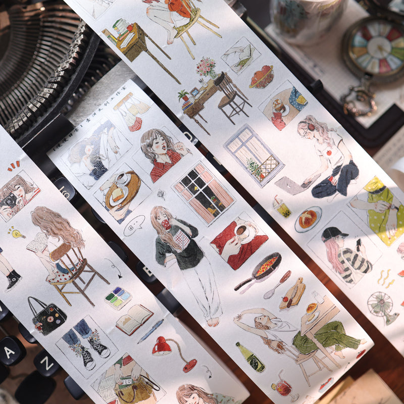 6cm*100cm Slow Daily Life Die Cutting Washi/Fog PET Tape