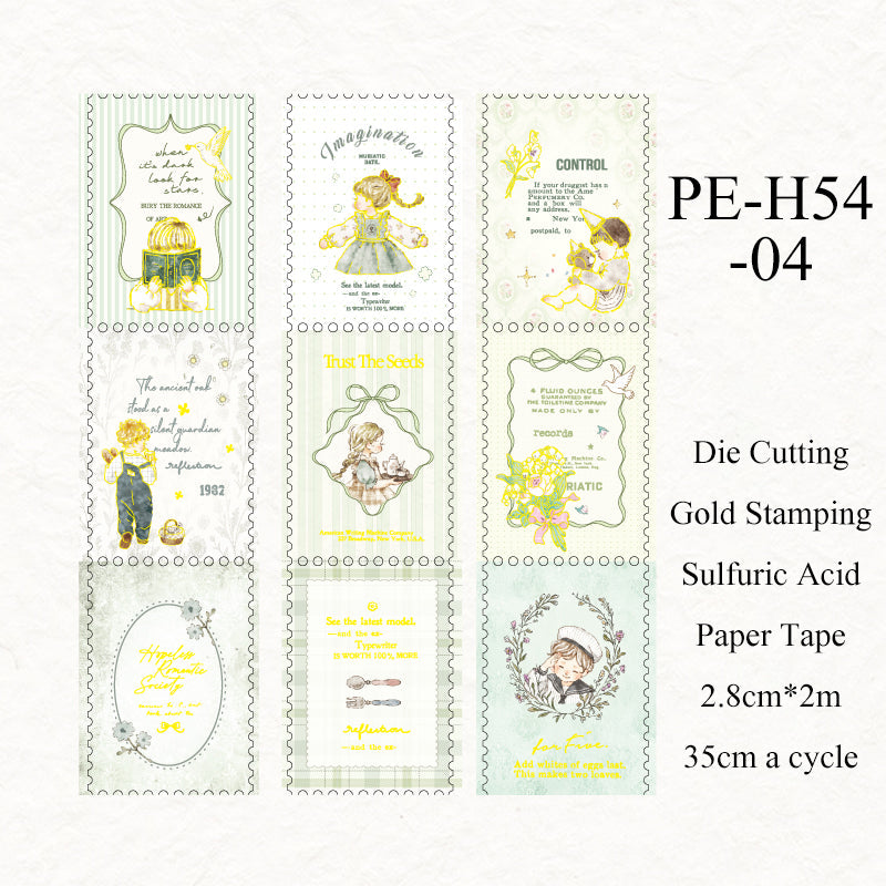 Fairy Tale Town Series Die Cutting Gold Stamping Sulfuric Acid Paper Tape