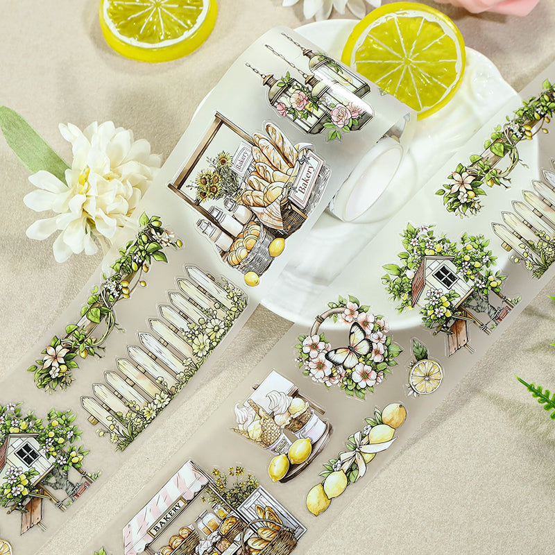 Lime Fragrant Cottage Die Cutting Fog PET Tape featuring cottage designs for journaling, scrapbooking and collage