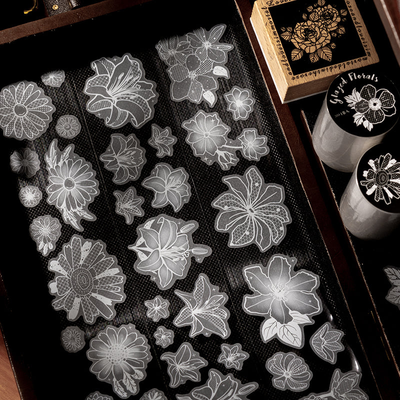 Glass Flower Series Sulfuric Acid Paper Tape featuring flower, and glass designs for journaling, scrapbooking and collage