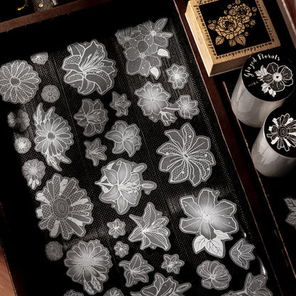 Glass Flower Series Sulfuric Acid Paper Tape featuring flower, and glass designs for journaling, scrapbooking and collage