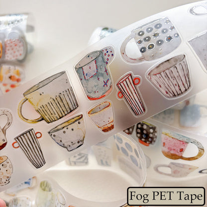 5cm*166cm One Cup Die Cutting Silver Stamping Washi/PET/Fog PET Tape