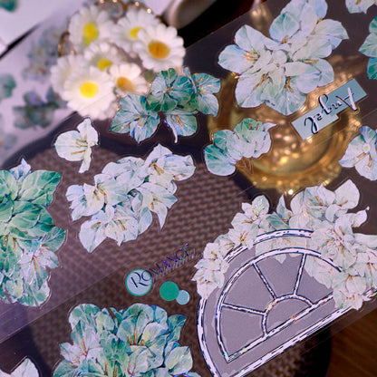 6cm*100cm Flower Architrave Die Cutting Shell Light Washi/PET Tape