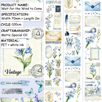 Wait For The Wind Come Fog PET Tape featuring wind designs for journaling, scrapbooking and collage