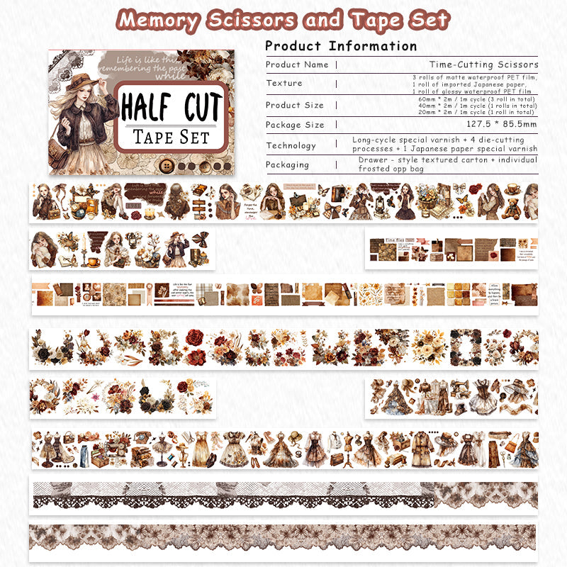 Memory scissors Die Cutting Washi/PET/Fog PET Tape for journaling, scrapbooking and collage