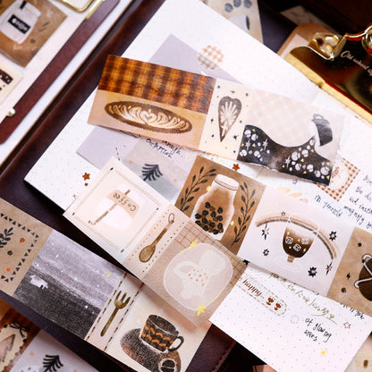 Whole Roll 4cm*5m Coffee Color Language Washi Tape featuring color designs for journaling, scrapbooking and collage